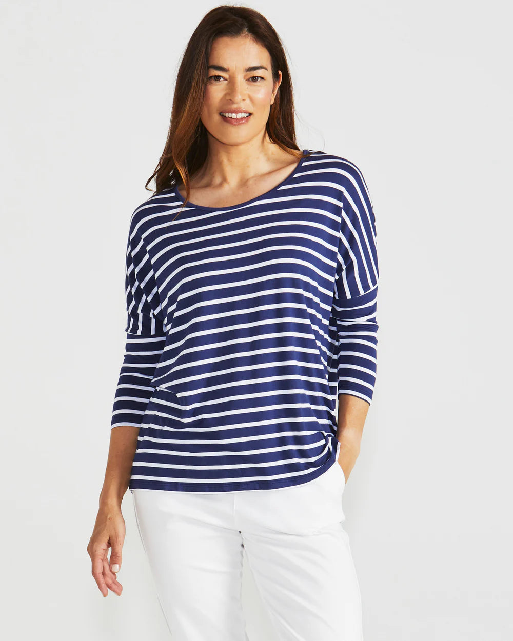 Milan 3/4 Sleeve Top - Parisian Stripe