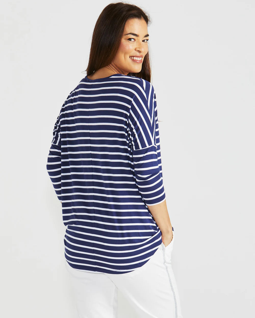 Milan 3/4 Sleeve Top - Parisian Stripe