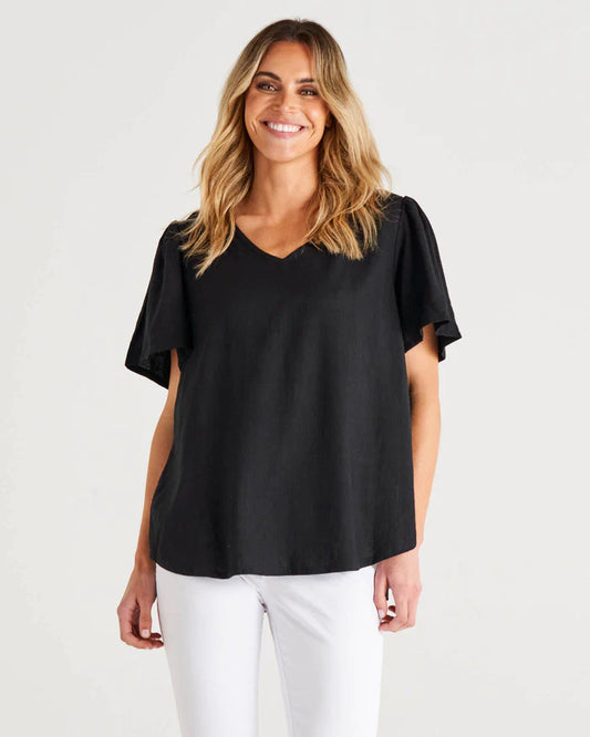 Marina Linen Blouse - Black