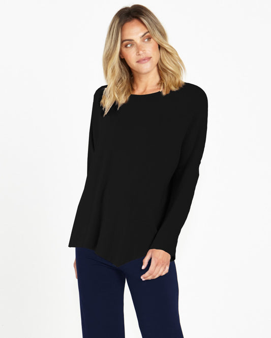 Bamboo tunic top with drop shoulder sleeve and crew neck