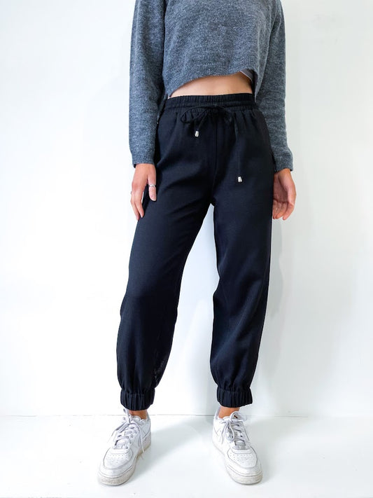 Jodie Black Canvas Jogger