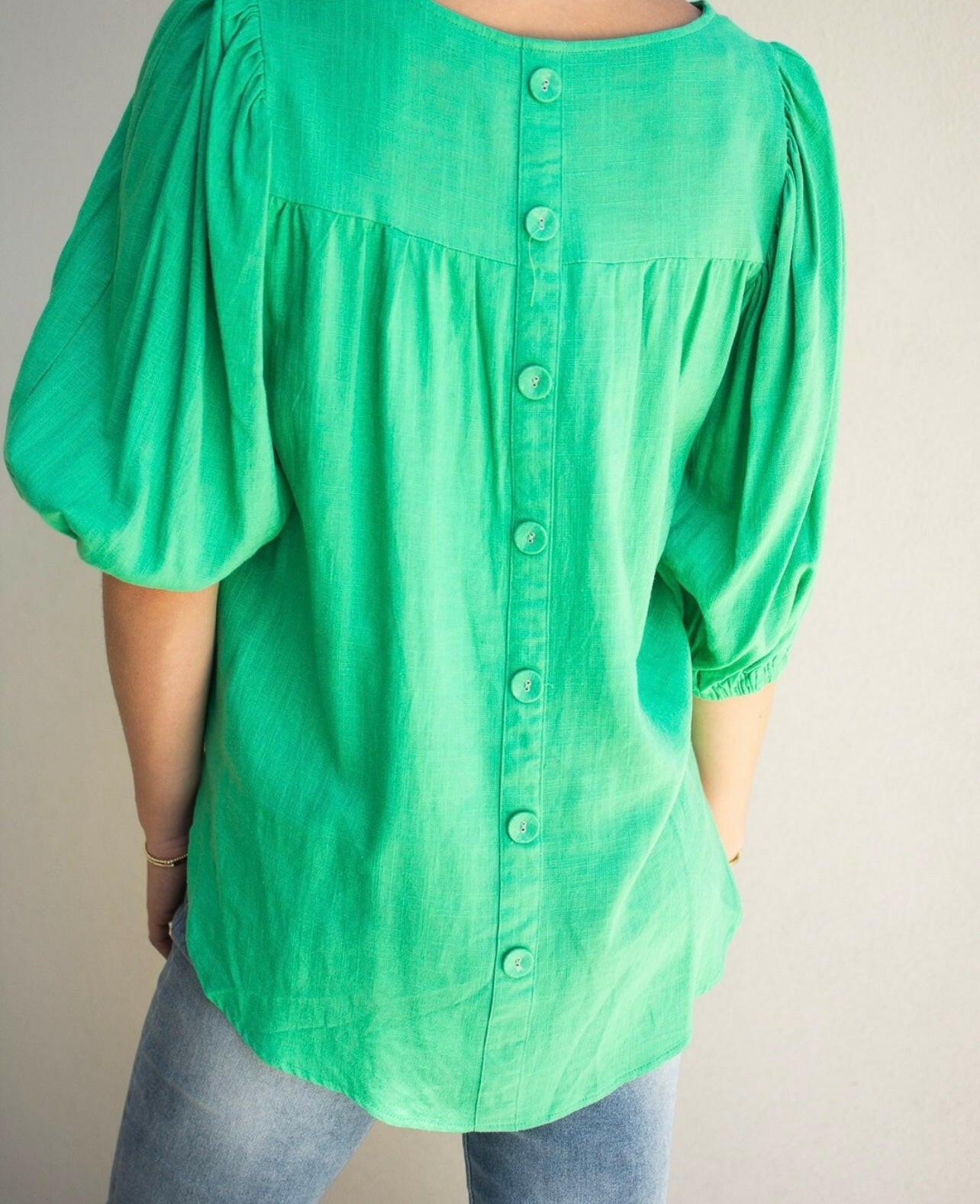 Freya Linen Top - Green.