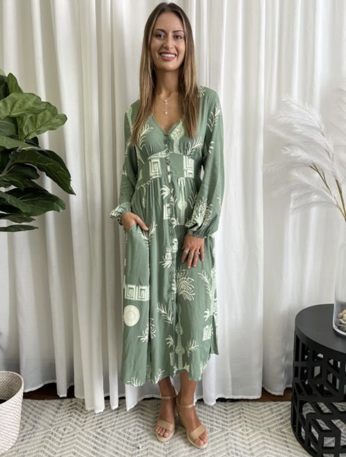 Paulina Rayon Dress - Green