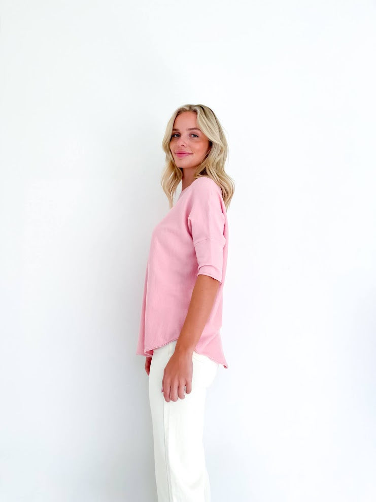 Clara Short Sleeve Jumper - Pink