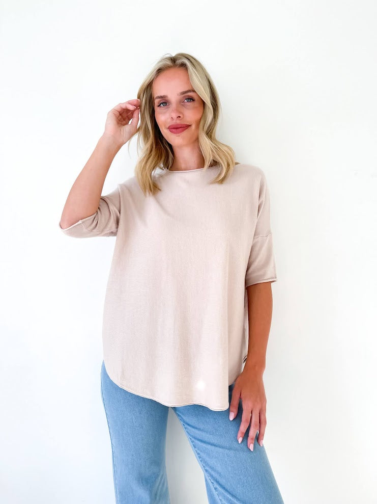 Clara Short Sleeve Jumper - Stone