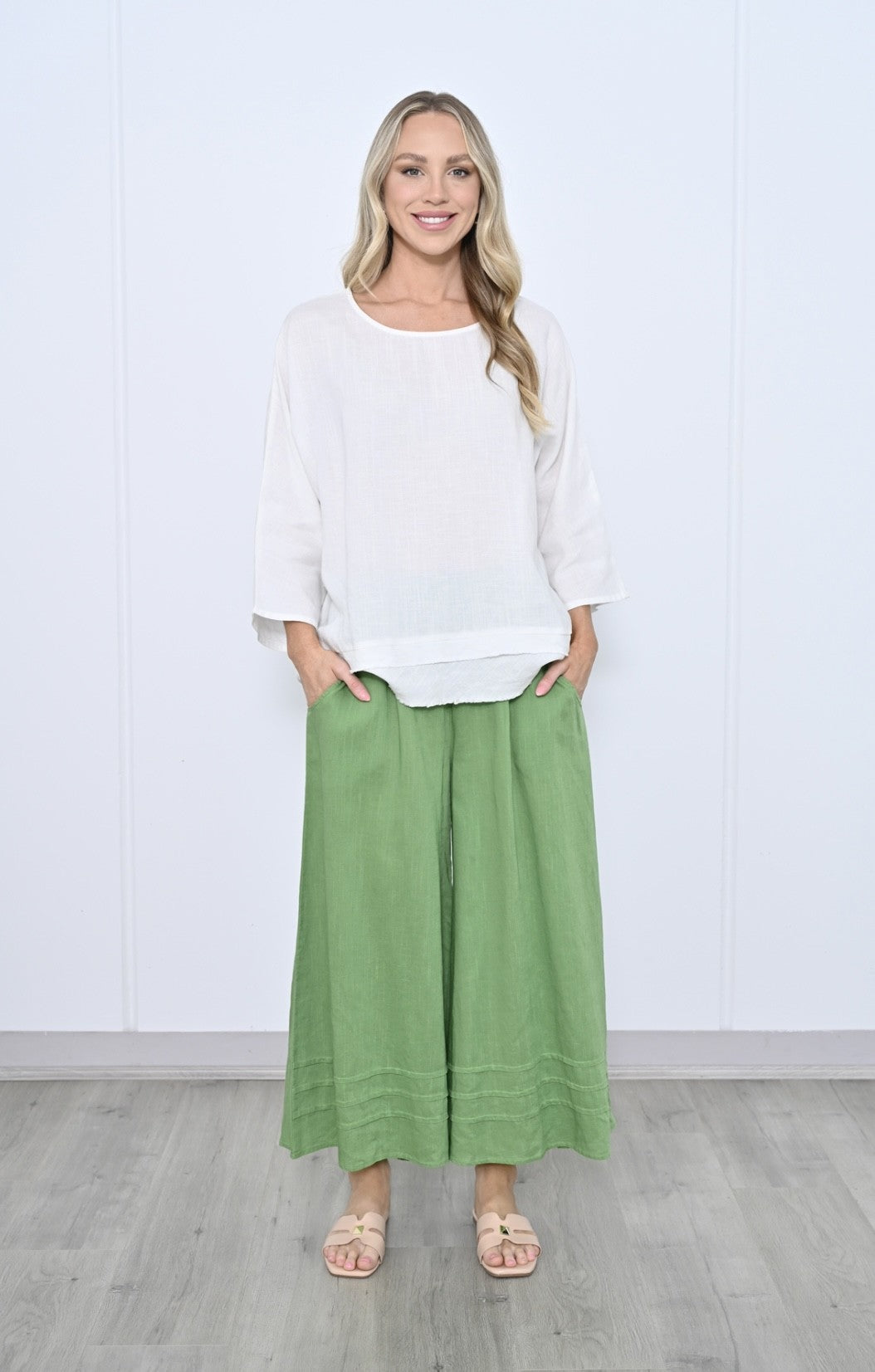 Sandy Wide-Leg Pants Lime Green