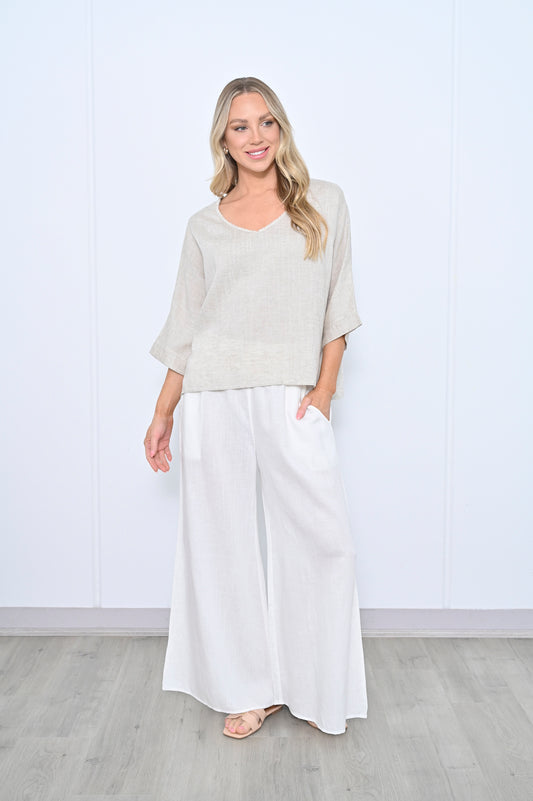 Sandy V-Neck Linen Top