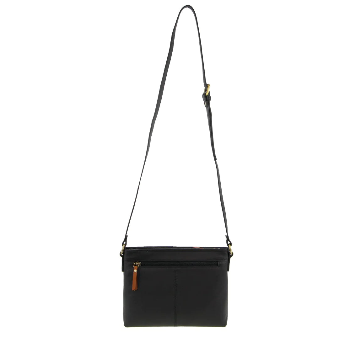 PIERRE CARDIN LEATHER LADIES SQUARE CROSS-BODY BAG IN BLACK