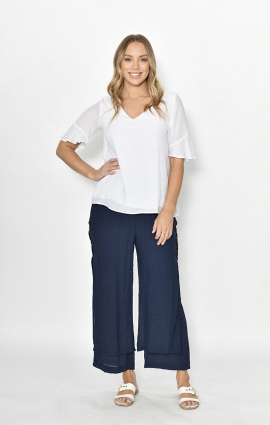 Pippa Cotton Beach Pants - Navy