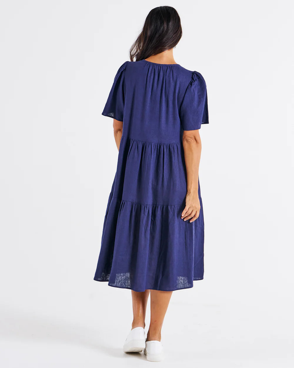 Regina Linen Dress - Navy