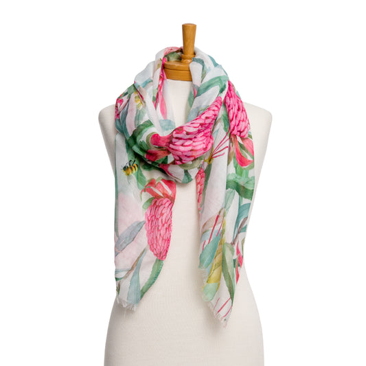 THSS2465: Pink: Native Flower Garden Scarf