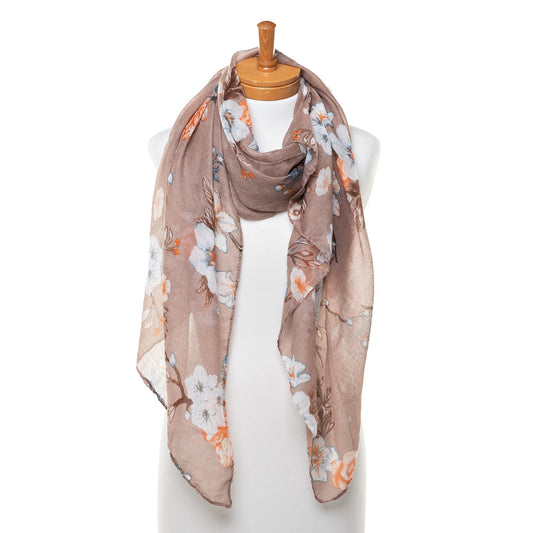 THSS2486: Brown: Floral Scarf