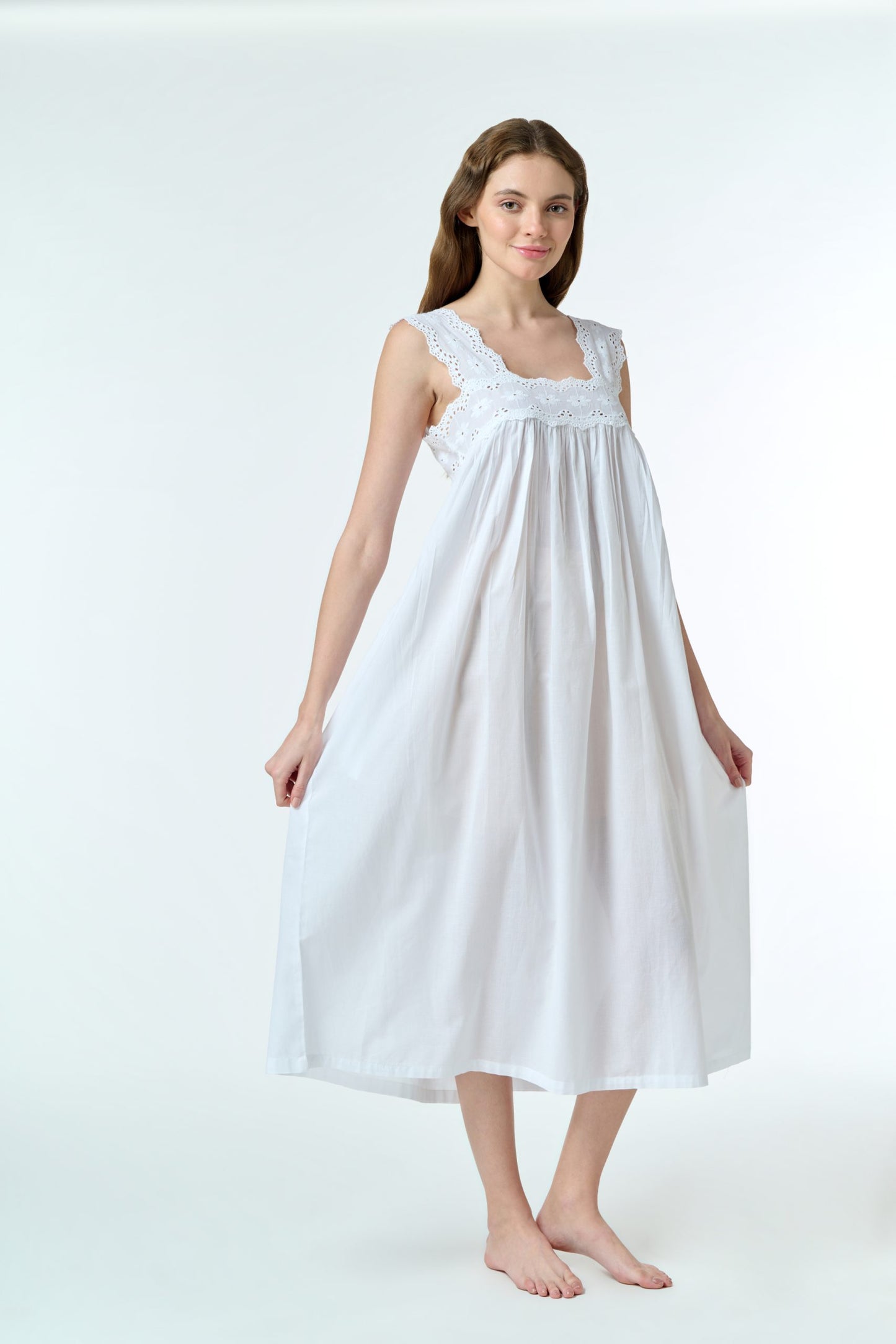 Nightie - Pin Tucked Laced MD-701