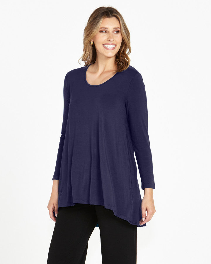 Cairo Tunic Bamboo Top - Navy