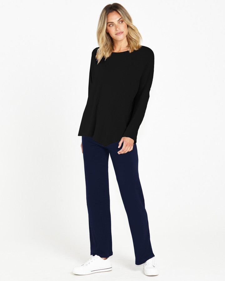 Clemont Asymmetrical Bamboo Top - Black