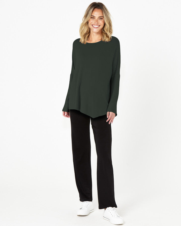 Clemont Asymmetrical Bamboo Top - Dusty Moss