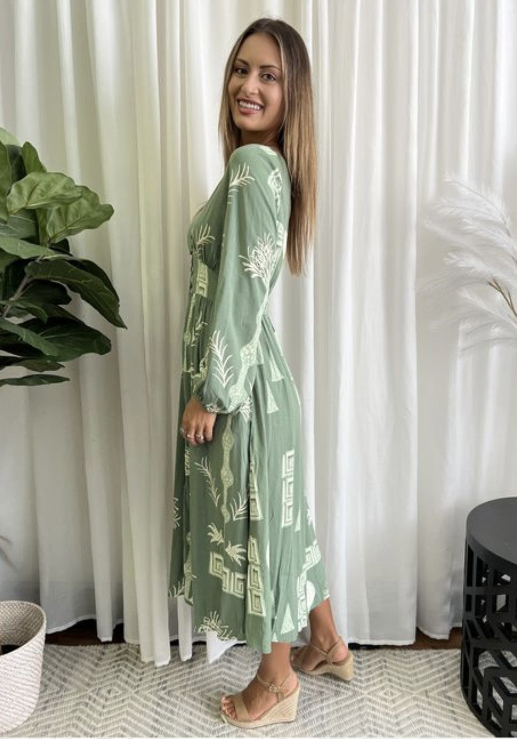 Paulina Rayon Dress - Green